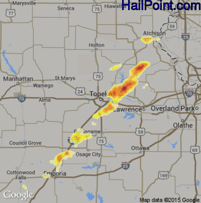 Hail Map for Topeka, KS Region on May 10, 2014