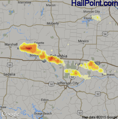 Hail Map for Columbia, MO Region on May 11, 2014