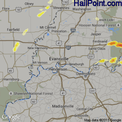Hail Map for Evansville, IN Region on May 11, 2014