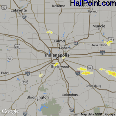 Hail Map for Indianapolis, IN Region on May 11, 2014