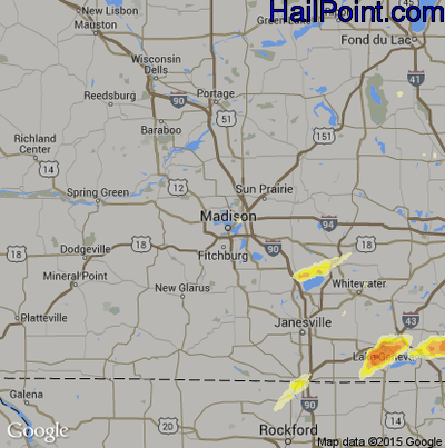 Hail Map for Madison, WI Region on May 12, 2014