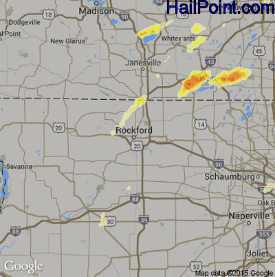 Hail Map for Rockford, IL Region on May 12, 2014