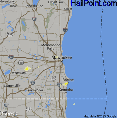 Hail Map for Milwaukee, WI Region on May 13, 2014