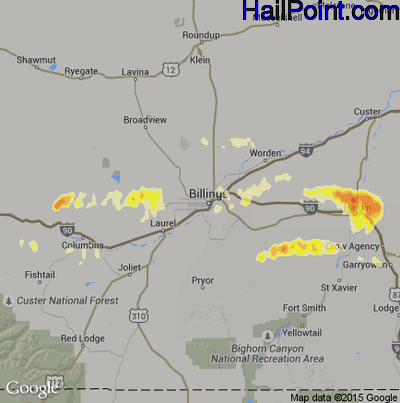 Hail Map for Billings, MN Region on May 18, 2014 