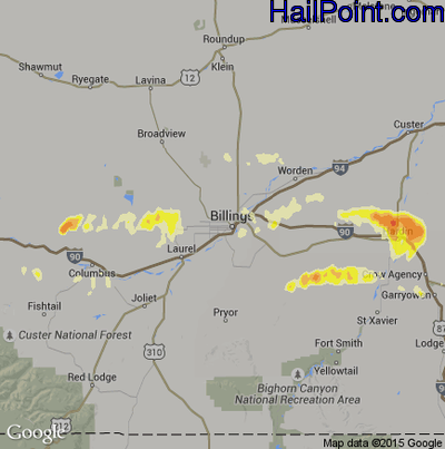 Hail Map for Billings, MN Region on May 18, 2014