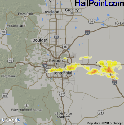 Hail Map for Denver, CO Region on May 20, 2014