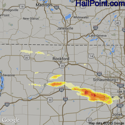 Hail Map for Rockford, IL Region on May 20, 2014