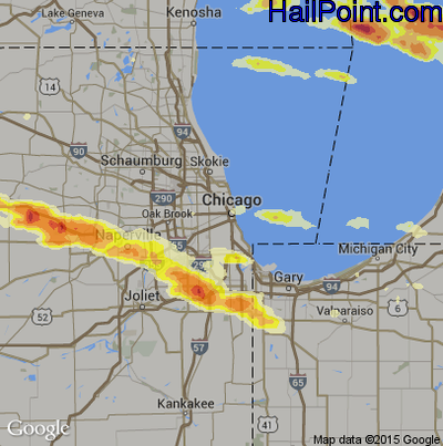 Hail Map for Chicago, IL Region on May 20, 2014