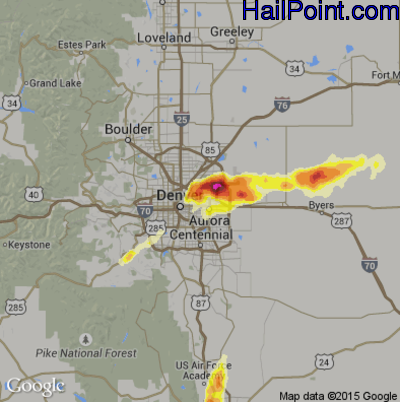 Hail Map for Denver, CO Region on May 21, 2014