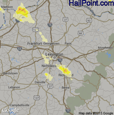 Hail Map for Lexington, KY Region on May 21, 2014