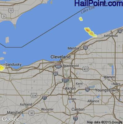 Hail Map for Cleveland, OH Region on May 22, 2014