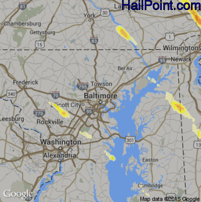 Hail Map for Baltimore, MD Region on May 22, 2014