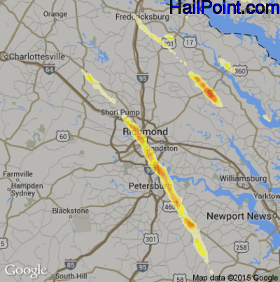 Hail Map for Richmond, VA Region on May 22, 2014