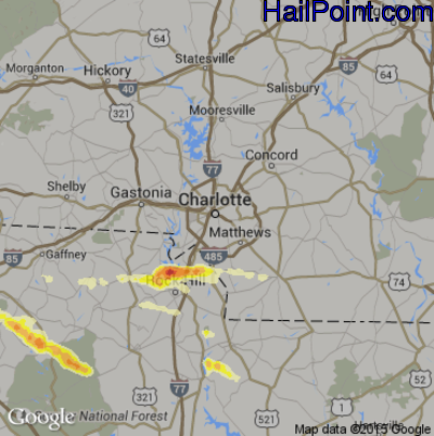 Hail Map for Charlotte, NC Region on May 23, 2014