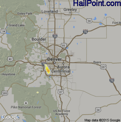 Hail Map for Denver, CO Region on May 24, 2014