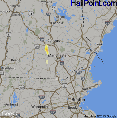 Hail Map for Manchester, NH Region on May 25, 2014