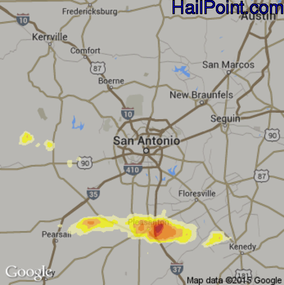 Hail Map for San Antonio, TX Region on May 26, 2014 
