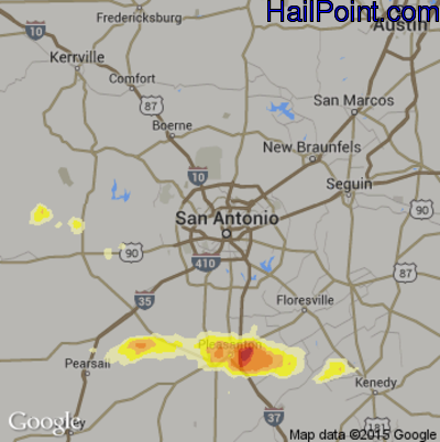 Hail Map for San Antonio, TX Region on May 26, 2014