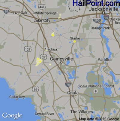 Hail Map for Gainesville, FL Region on May 29, 2014