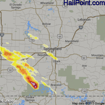 Hail Map for Springfield, MO Region on June 5, 2014 