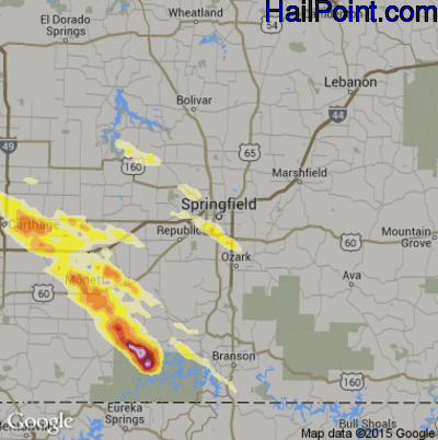 Hail Map for Springfield, MO Region on June 5, 2014