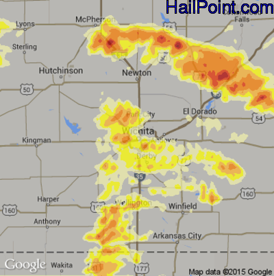 Hail Map for Wichita, KS Region on June 5, 2014
