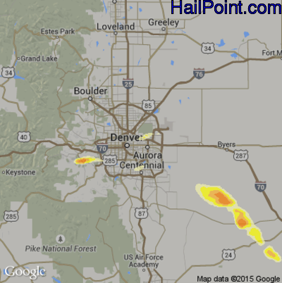 Hail Map for Denver, CO Region on June 5, 2014