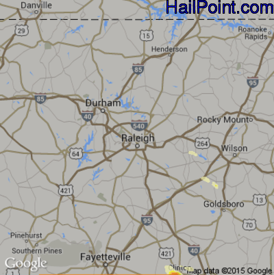 Hail Map for Raleigh, NC Region on June 5, 2014 