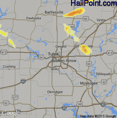 Hail Map for Tulsa, OK Region on June 6, 2014