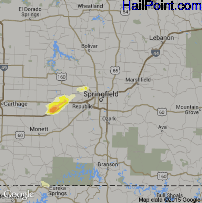 Hail Map for Springfield, MO Region on June 6, 2014