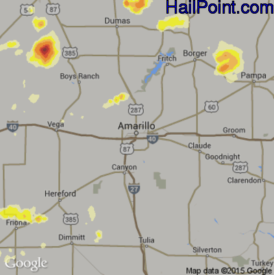 Hail Map for Amarillo, TX Region on June 7, 2014
