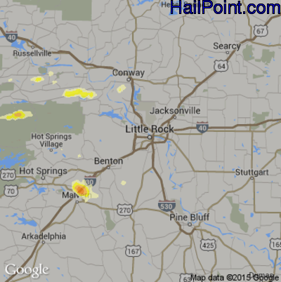 Hail Map for Little Rock, AR Region on June 7, 2014