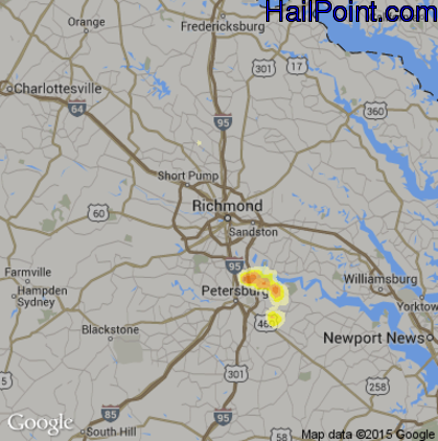 Hail Map for Richmond, VA Region on June 11, 2014