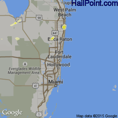 Hail Map for Fort Lauderdale, FL Region on June 11, 2014