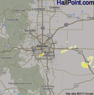 Hail Map for Denver, CO Region on June 14, 2014