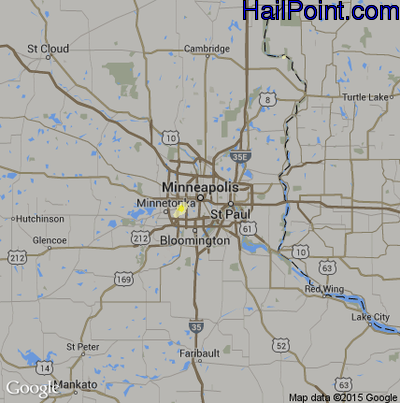 Hail Map for Minneapolis, MN Region on June 18, 2014