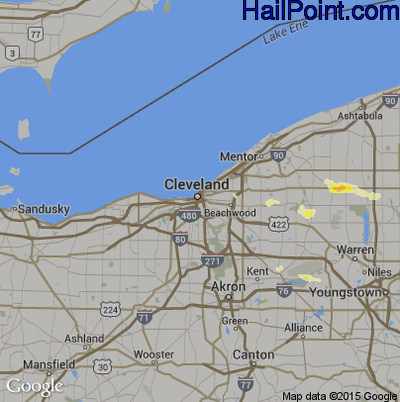 Hail Map for Cleveland, OH Region on June 18, 2014