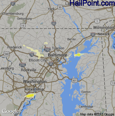 Hail Map for Baltimore, MD Region on June 19, 2014 