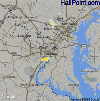 Hail Map for Washington, DC Region on June 19, 2014