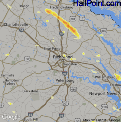 Hail Map for Richmond, VA Region on June 19, 2014