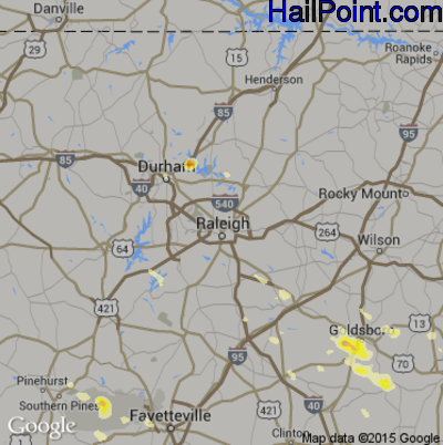 Hail Map for Raleigh, NC Region on June 19, 2014