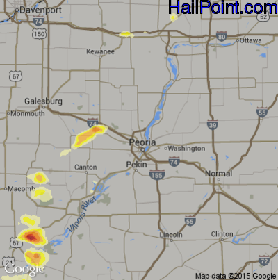 Hail Map for Peoria, IL Region on June 21, 2014