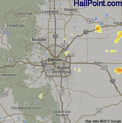 Hail Map for Denver, CO Region on June 23, 2014