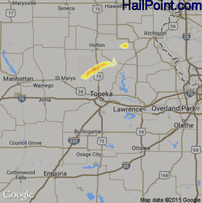 Hail Map for Topeka, KS Region on June 29, 2014