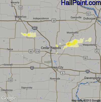 Hail Map for Cedar Rapids, IA Region on June 30, 2014