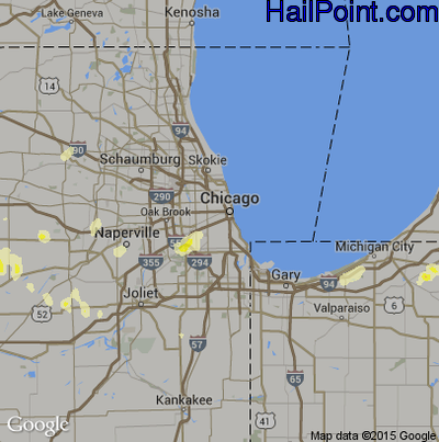 Hail Map for Chicago, IL Region on June 30, 2014