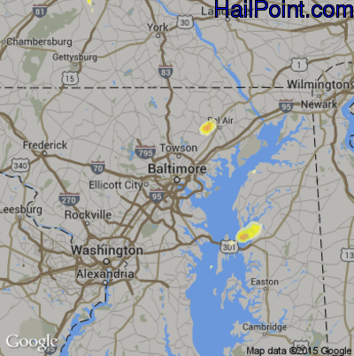 Hail Map for Baltimore, MD Region on July 2, 2014