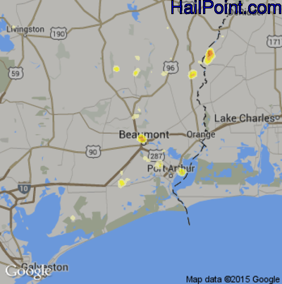 Hail Map for Beaumont, TX Region on July 3, 2014