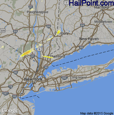 Hail Map for Stamford, CT Region on July 3, 2014