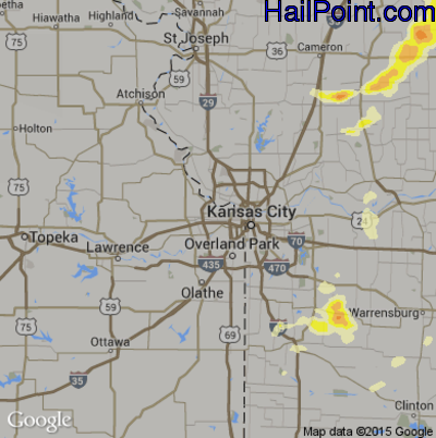 Hail Map for Kansas City, KS Region on July 6, 2014